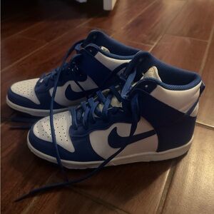 Nike White and Blue High-Top Sneakers